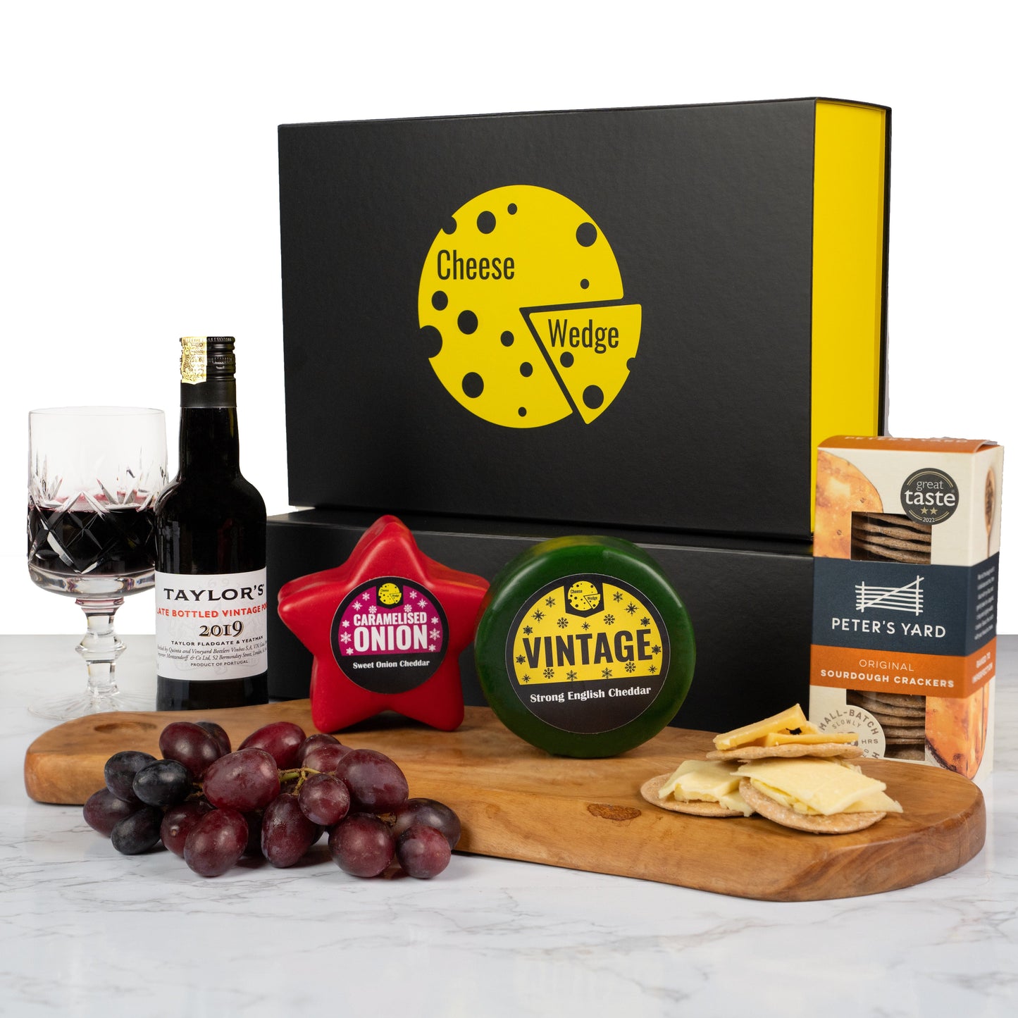 The Cheese Wedge Company Alcohol Hamper Signature Christmas Selection: Port, Cheese & Crackers