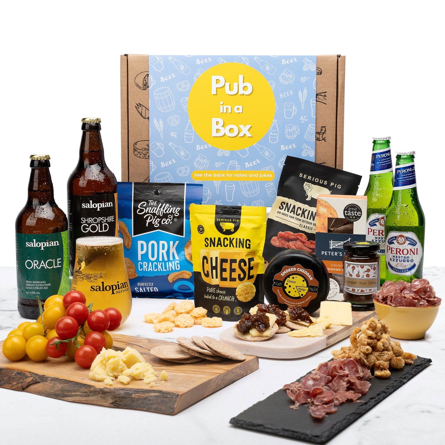 The Cheese Wedge Company Alcohol Hamper Pub In A Box | Cheese and Beer Gift Hamper Set | Ultimate British Pub Experience