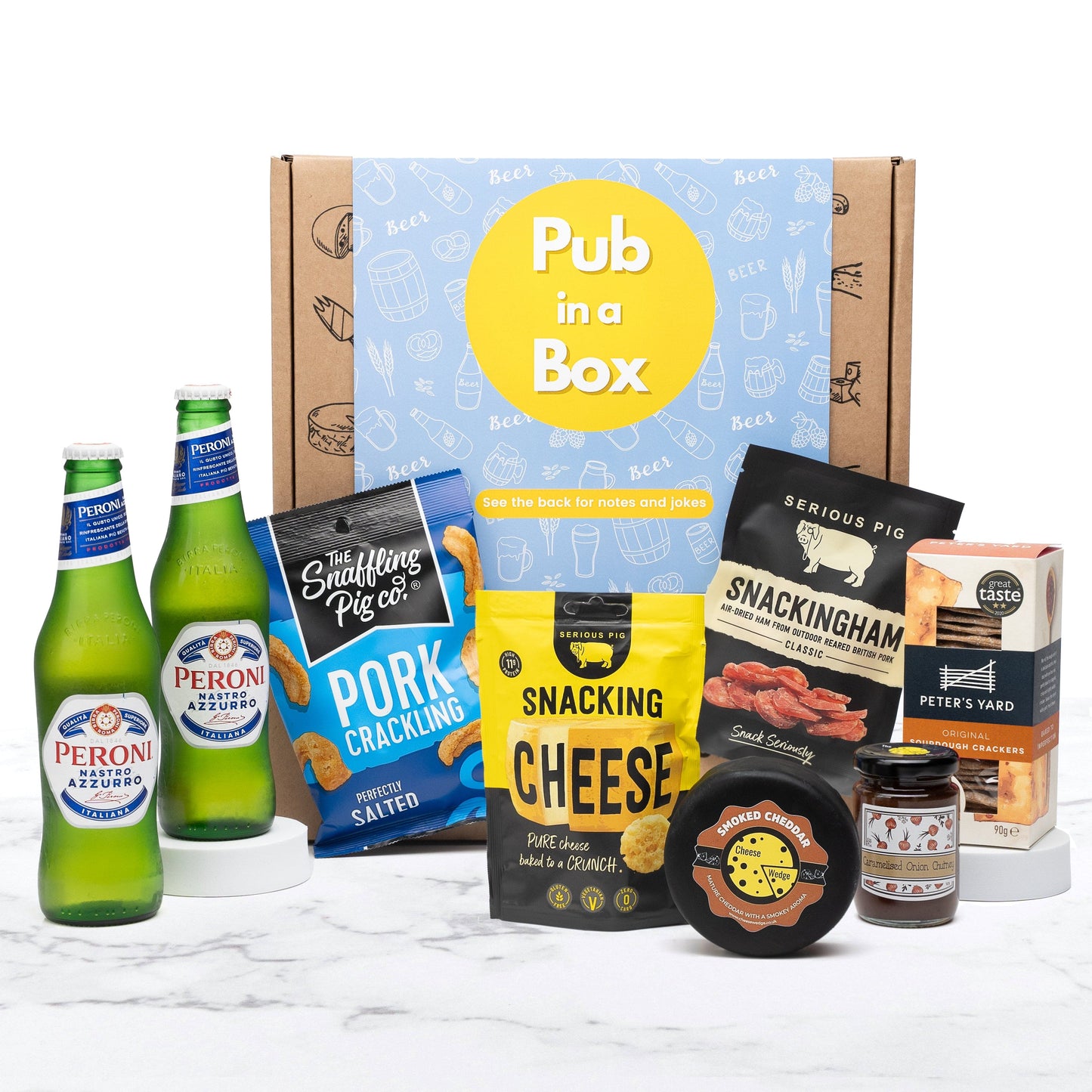 The Cheese Wedge Company Alcohol Hamper Pub In A Box | Cheese and Beer Gift Hamper Set | Ultimate British Pub Experience