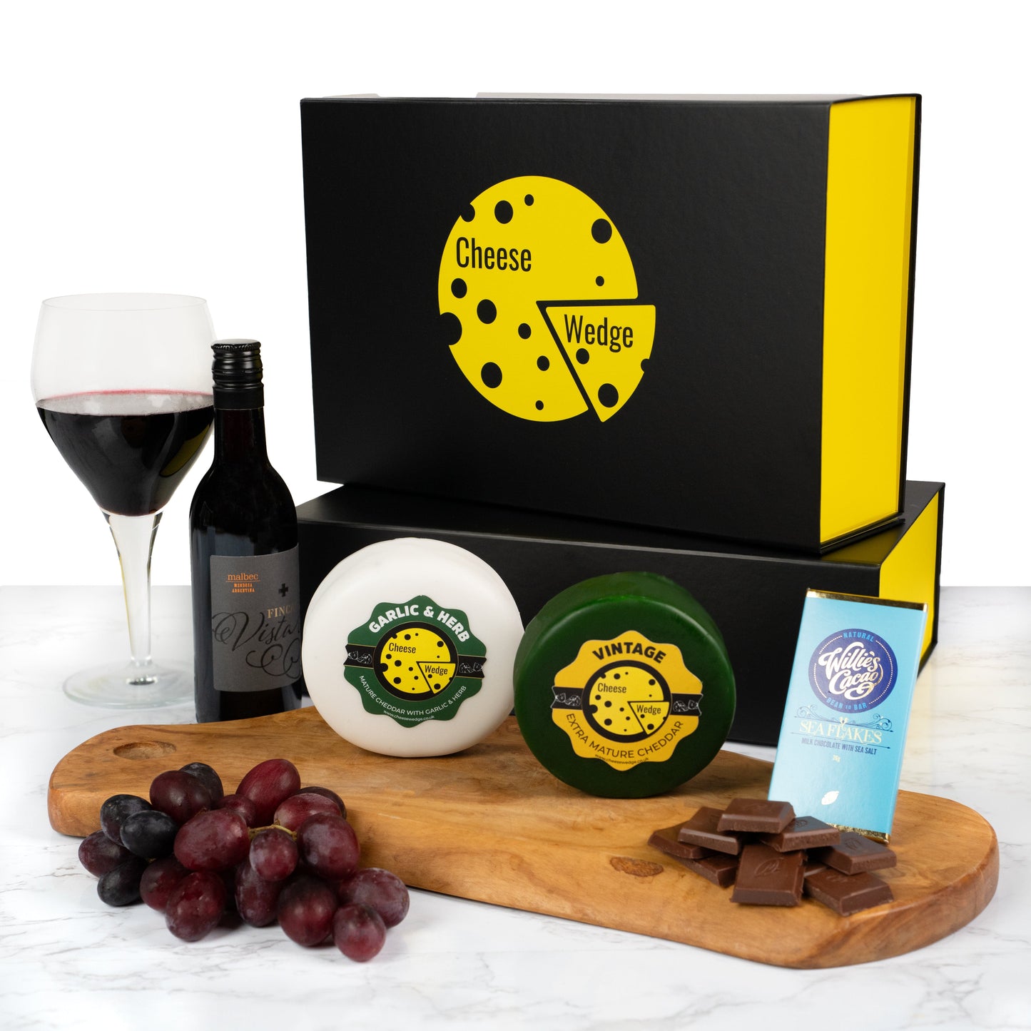 The Cheese Wedge Company Alcohol Hamper The Box Of Luxury | Wine, Cheese & Chocolate Gift Box