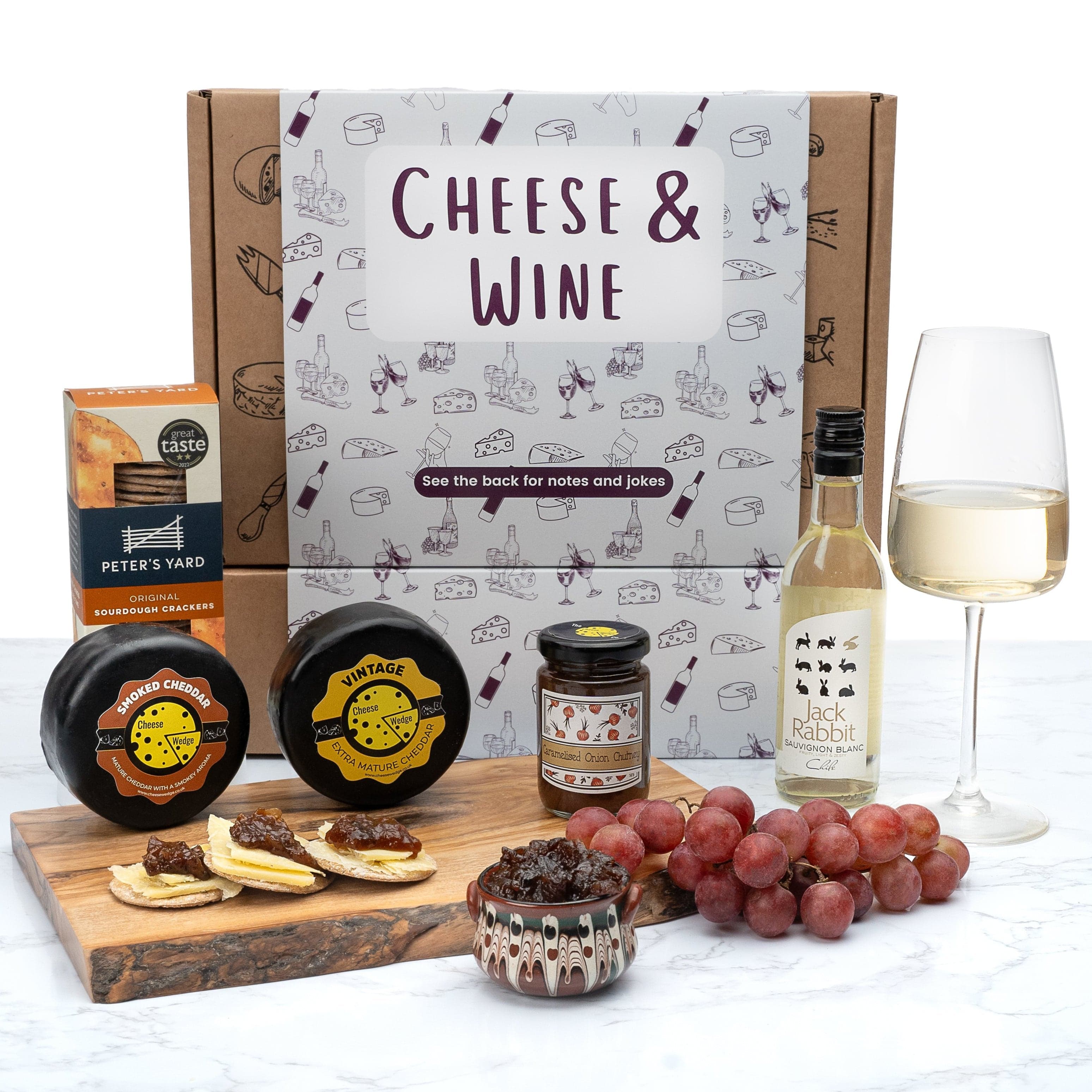 White Wine & Cheese Gift Box - Including Crackers & Chutney – The ...