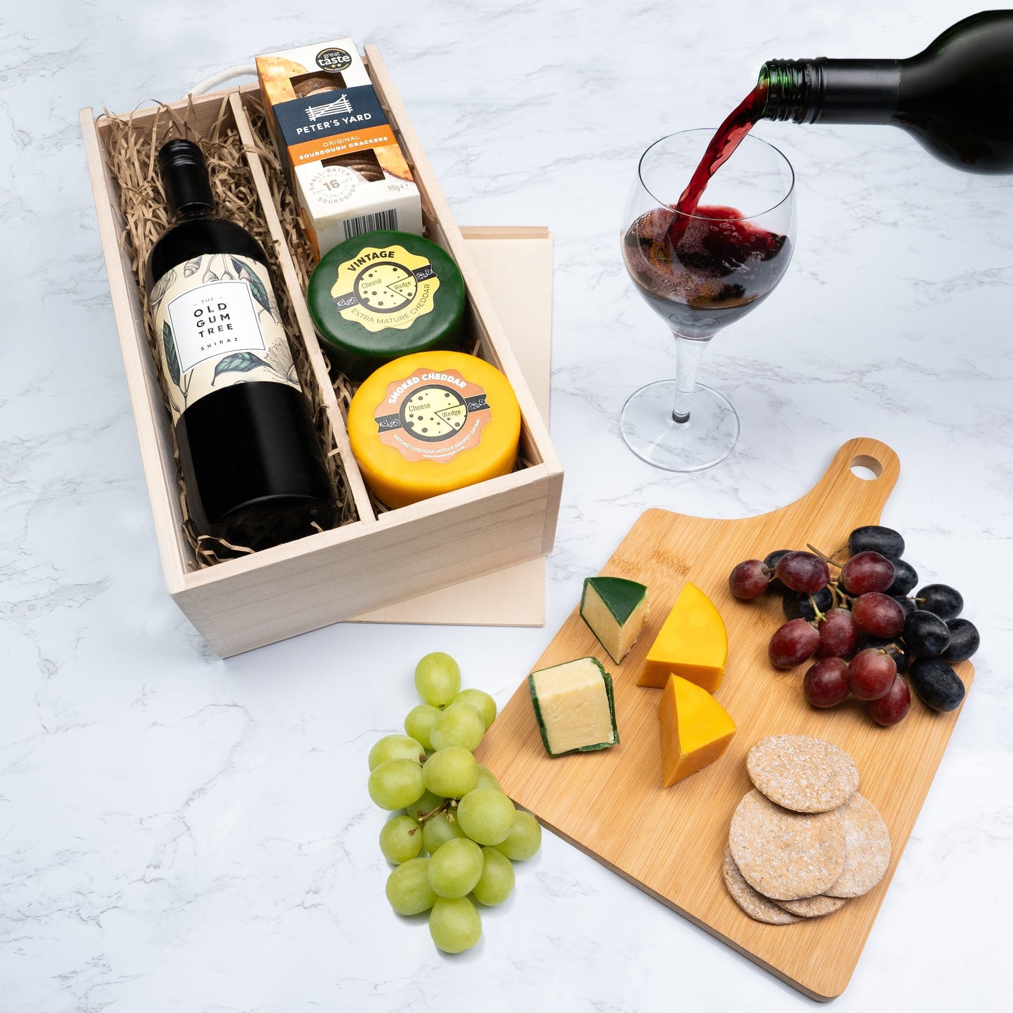 The Cheese Wedge Company Alcohol Hamper Cheese Truckles And Wine Gift Box