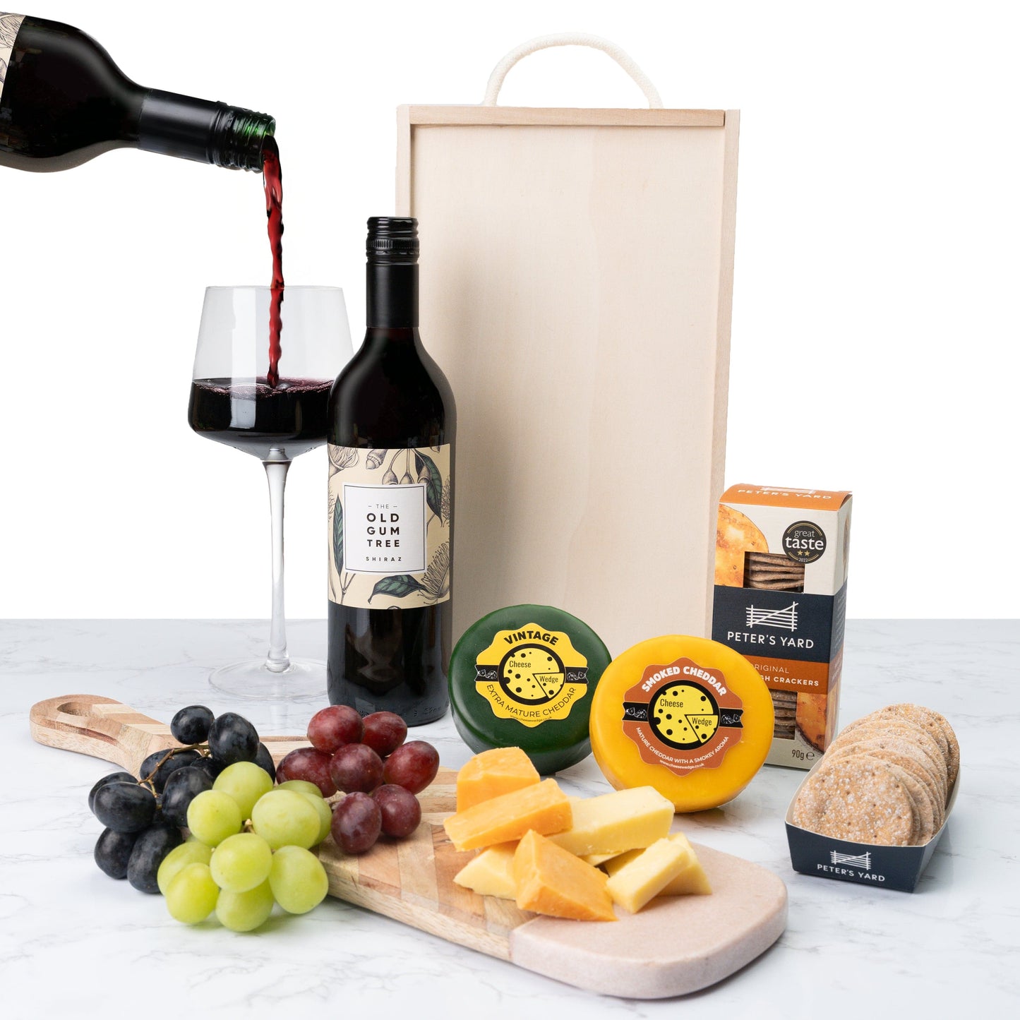 The Cheese Wedge Company Alcohol Hamper Cheese Truckles And Wine Gift Box