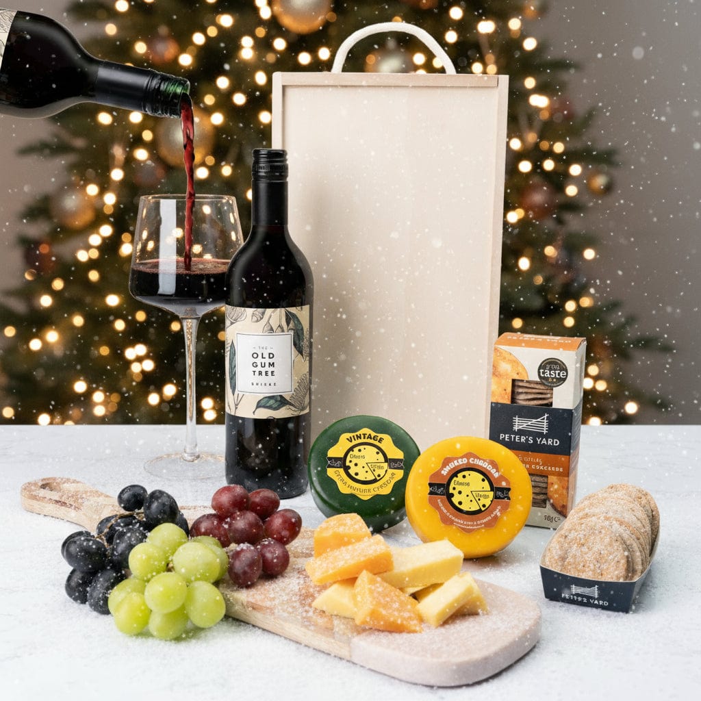 The Cheese Wedge Company Alcohol Hamper Cheese Truckles And Wine Gift Box