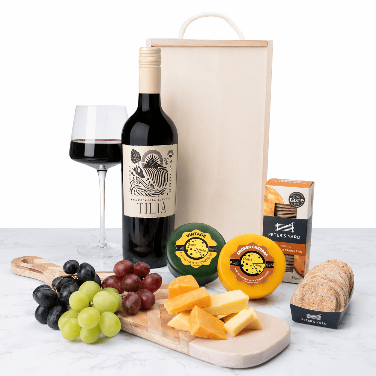 The Cheese Wedge Company Alcohol Hamper Tilia Malbec (75cl) Cheese Truckles And Wine Gift Box | Choice of Wine
