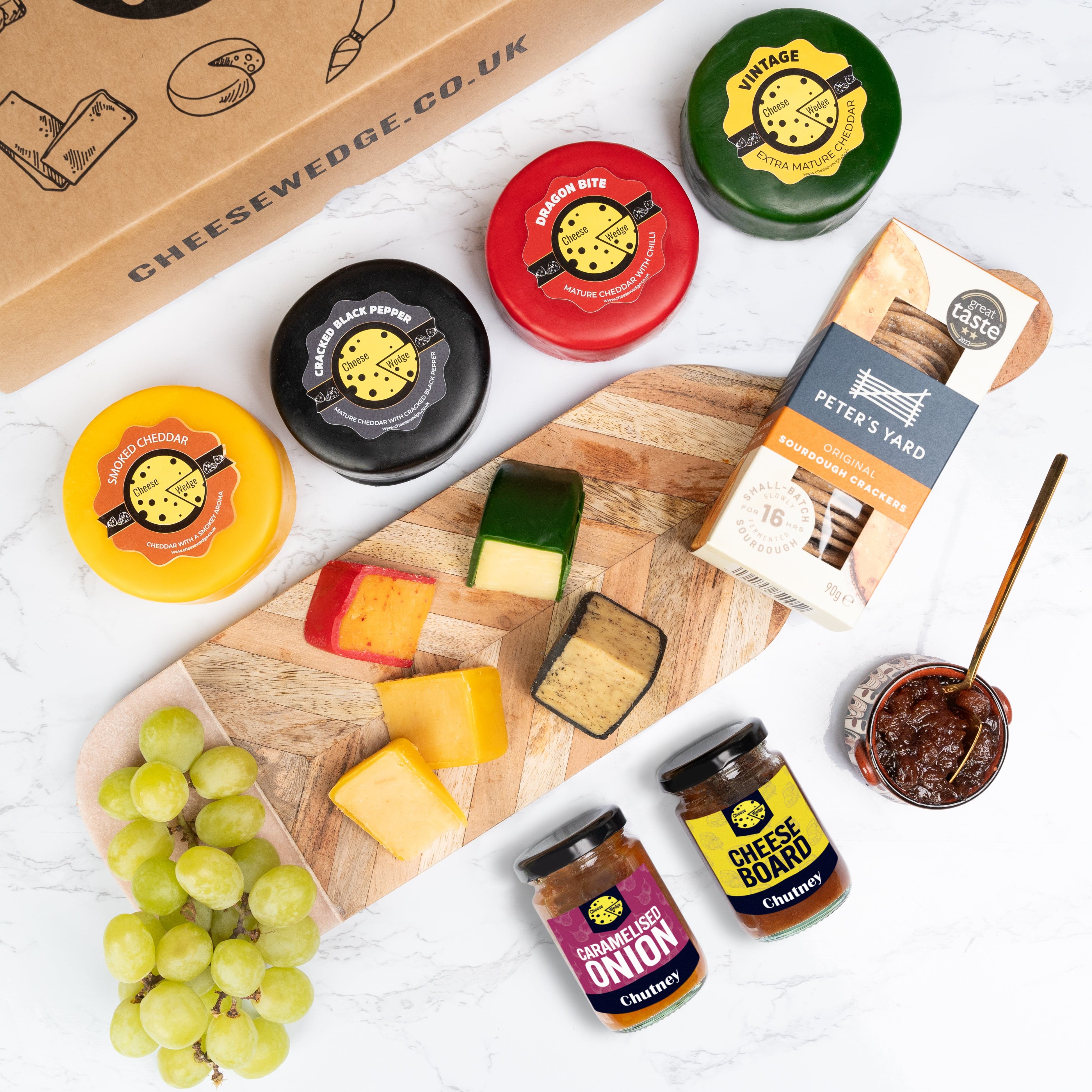 Cheese Wedge Company | Cheese, Chutney & Cracker Gift Box | 4 Luxury H ...