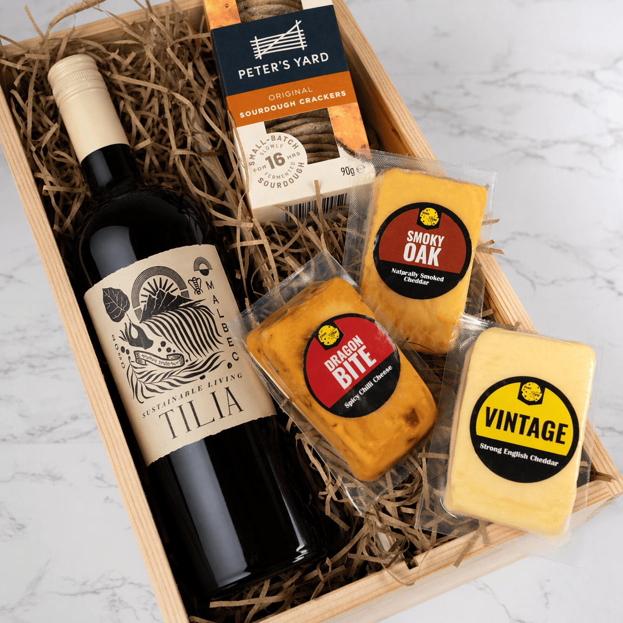 The Cheese Wedge Company Alcohol Hamper Tilia Malbec (75cl) Cheese Wedges And Wine Gift Box | Choose Your Wine & Cheeses