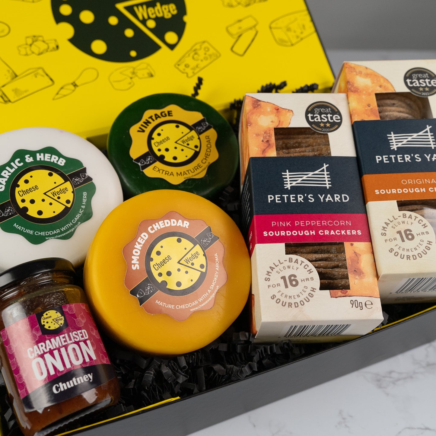 The Cheese Wedge Company The Artisan Cheese Gift Box | 3 Cheeses, 2 Crackers & 1 Chutney