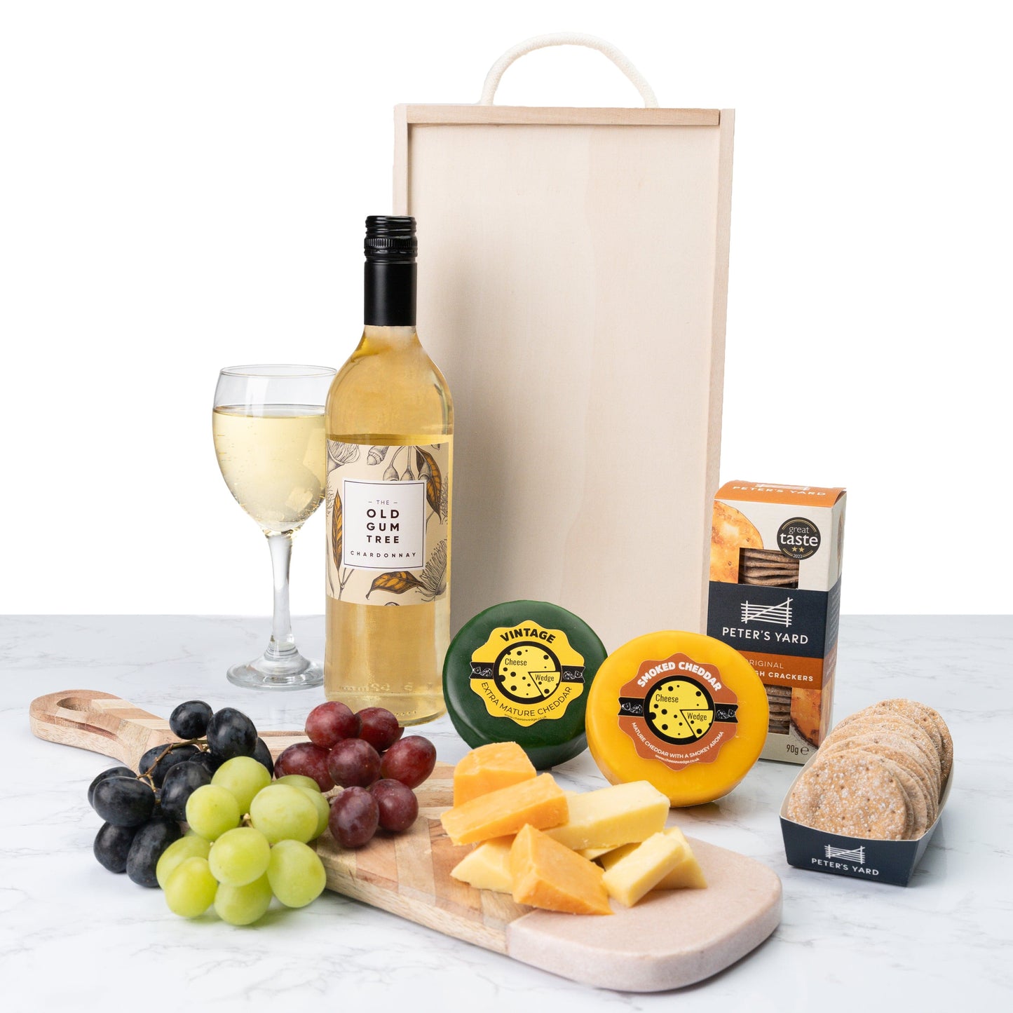 The Cheese Wedge Company Alcohol Hamper White Wine & Cheese Gift Box