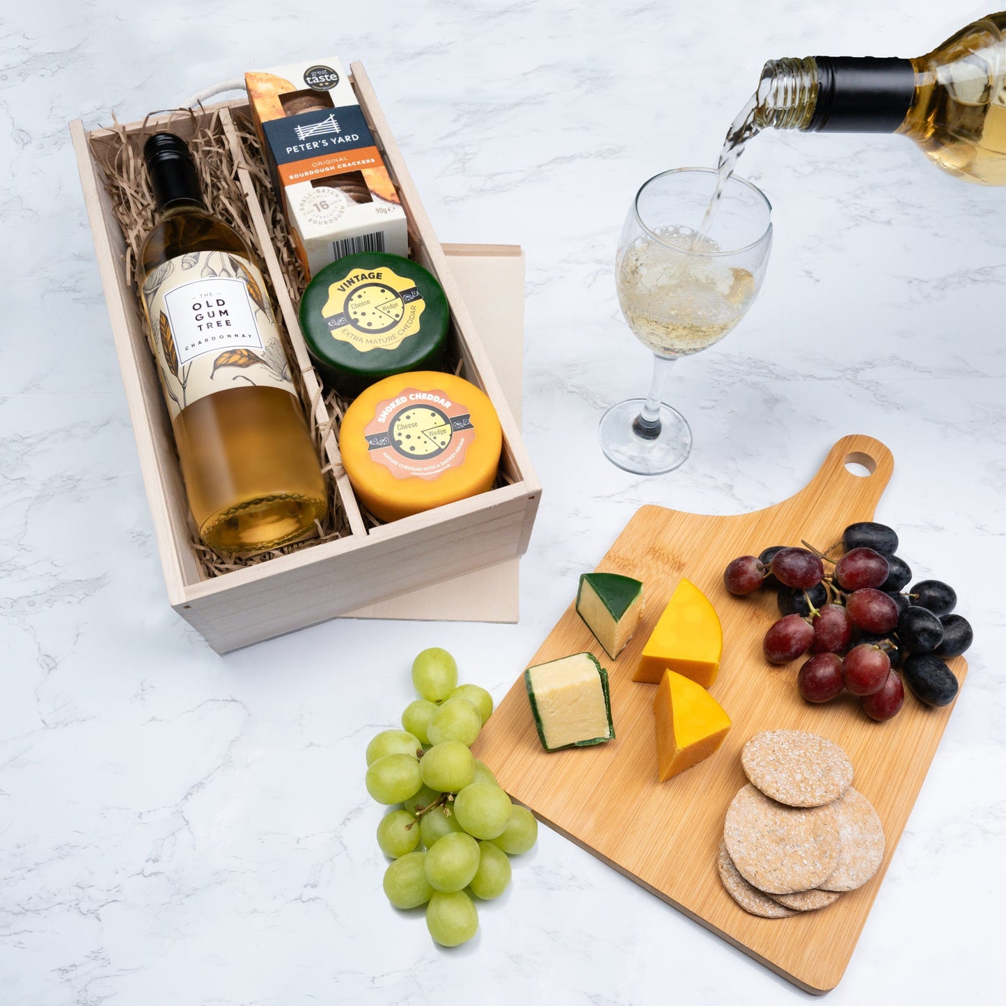 The Cheese Wedge Company Alcohol Hamper White Wine & Cheese Gift Box