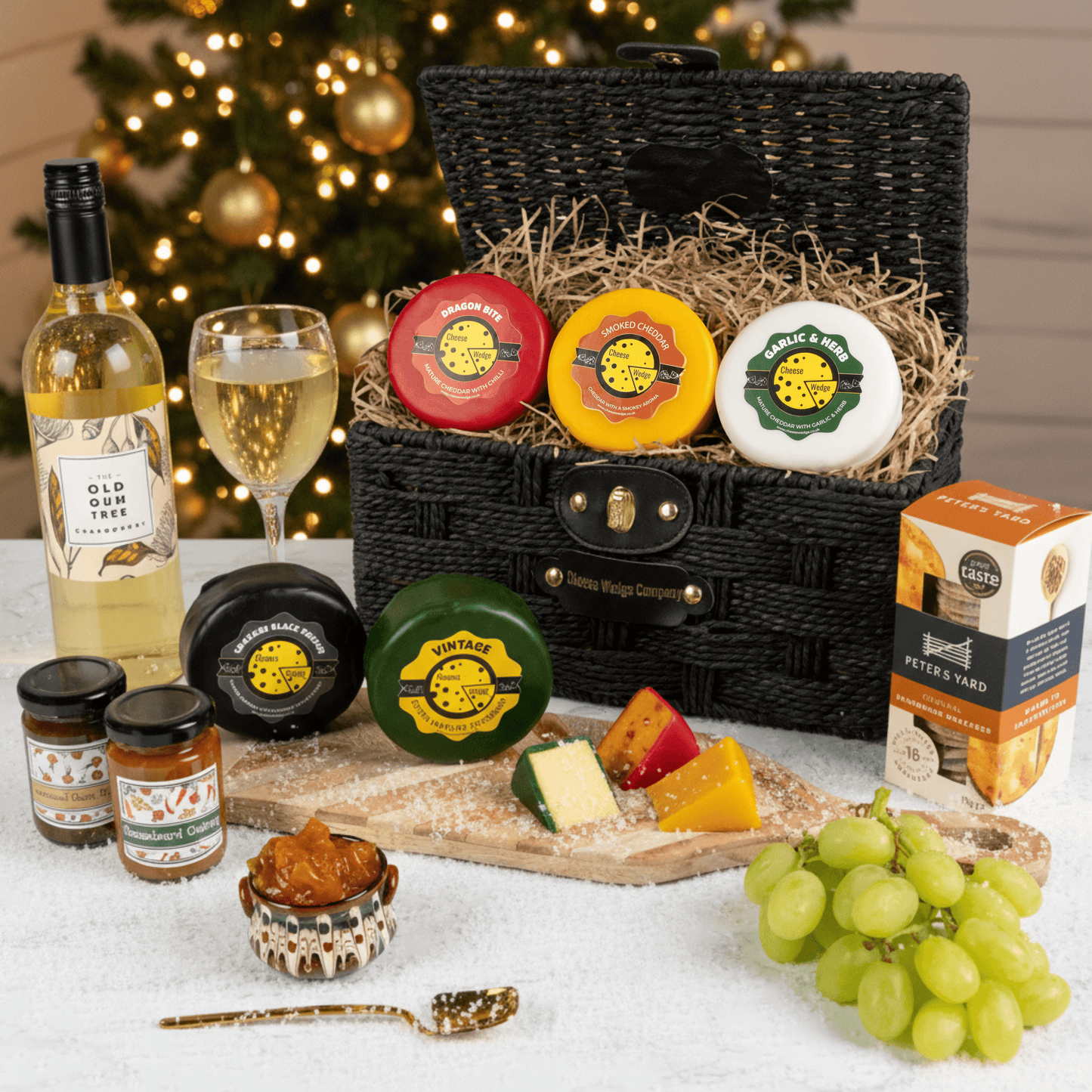 The Cheese Wedge Company Alcohol Hamper White Wine Cheese Truckle Hamper